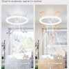 windphoto 20" Ceiling Fans with Lights and Remote for Bedroom, White | Low Profile Fan Light, 3000K-6000K Stepless Dimmable Fandelier, 6 Speed, Reversible DC Motor, APP & Remote Control, Low Noice
