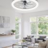 windphoto 20" Ceiling Fans with Lights and Remote for Bedroom, Grey | Low Profile Fan Light, 3000K-6000K Stepless Dimmable Fandelier, 6 Speed, Reversible DC Motor, APP & Remote Control, Low Noice