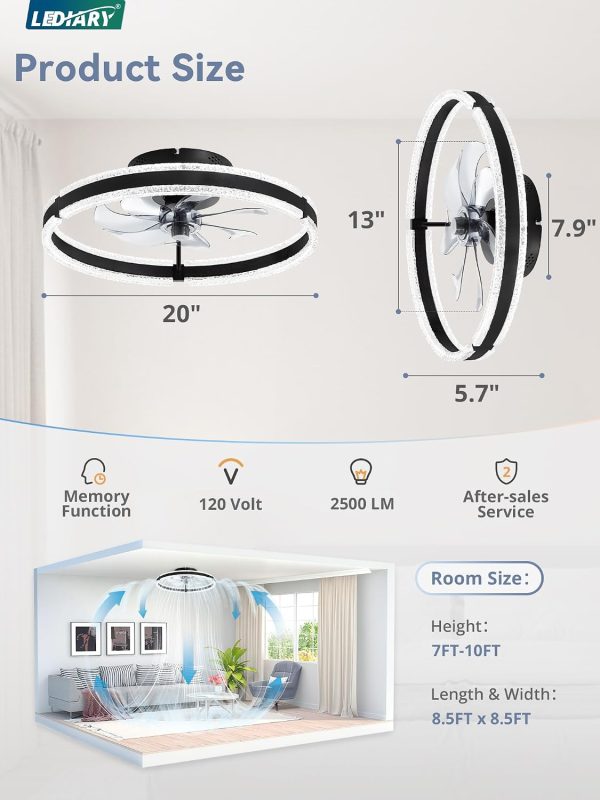 71OErGkIiaL._AC_SL1500_.jpg windphoto Ceiling Fans with Lights and Remote, 20'' Low Profile Ceiling Fan with Light, 3000-6000K Dimmable Fandelier Ceiling Fans, Modern Flush Mount Fan Light for Bedroom with 6 Wind Speeds- Black | 3000-6000K Dimmable LED, 6 Wind Speeds, Quiet Reversible DC Motor, Small Flush Mount Fandelier for Bedroom, Living Room