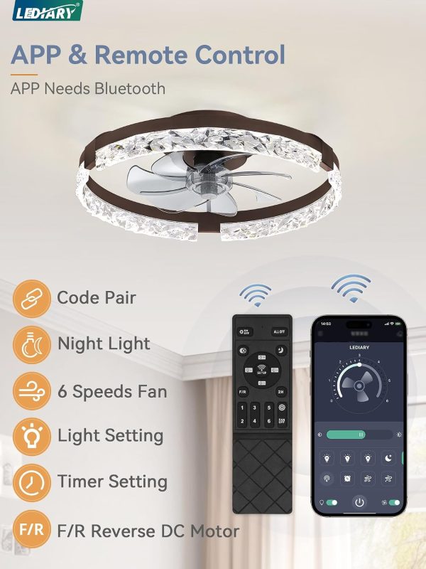 71OHdEvizIL._AC_SL1500_.jpg windphoto 20 Inch Low Profile Ceiling Fans with Lights and Remote, Fandelier Ceiling Fan Flush Mount, 3000K-6000K Dimmable LED Fan Light, Brown Modern Ceiling Fans with Lights for Bedroom | Flush Mount, Fandelier, 3000K-6000K, Dimmable LED, for Bedroom