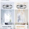 windphoto 26" Ceiling Fans with Lights and Remote, Low Profile Led Fan Light | Flush Mount, Stepless Dimmable Fandelier, 6 Speeds, 3 CCT, Quiet Reversible DC Motor, 2H Timer, Bedroom, Living Room, Black
