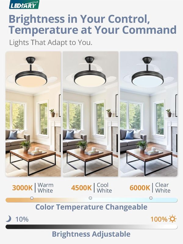 71OPWyPKBzL._AC_SL1500_.jpg windphoto Retractable Ceiling Fan with Lights and Remote & APP Control, 42 Inch Fandelier Ceiling Fan with Light, 6 Speed Dimmable Reversible Memory, Modern Silent Smart Fan for Bedroom Living Room