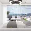 71OWPVVQ0jL._AC_SL1500_.jpg windphoto 20 Inch Low Profile Bladeless Enclosed LED Ceiling Fan Light, Black | Flush Mount, Modern, 6 Speed Adjustable, 3000-6000K Dimmable, 3000LM, Indoor Bedroom Living Room, Remote/APP Control