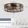 windphoto 23" Caged Ceiling Fan with Light and Remote, Fandalier, Black Gold | Flush Mount Low Profile, APP Control, Rustic Bladeless Industrial Enclosed, Quiet & Powerful for Bedroom,Kitchen,Dining Room