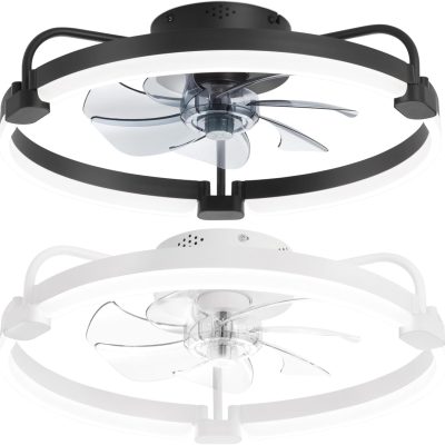 71OtLOK5lKL._AC_SL1500_.jpg 2 Pack 20'' Low Profile Ceiling Fan with Light, 3000-6000K Dimmable Fandelier LED Fan Light, 6 Wind Speeds, Modern Flush Mount Ceiling Fan for Bedroom