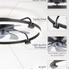 windphoto 26" Ceiling Fans with Lights and Remote, Low Profile Led Fan Light | Flush Mount, Stepless Dimmable Fandelier, 6 Speeds, 3 CCT, Quiet Reversible DC Motor, 2H Timer, Bedroom, Living Room, Black