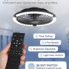 windphoto 20" Low Profile Bladeless Ceiling Fan with Light, Remote&APP, Black | Flush Mount, 6 Speed Adjustable, 3000-6000K Dimmable LED, Modern Enclosed Fandelier with Timming, Bedroom, Kids Room