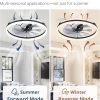 windphoto 23" Low Profile Ceiling Fans with Lights, APP & Remote, Black | Flush Mount, Dimmable LED, Quiet DC Motor, Reversible, 6 Speeds, Fandelier, for Bedroom