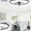 windphoto 20" Ceiling Fans with Lights, Low Profile Fandelier for Bedroom | Flush Mount Fan Light, Stepless Dimmable, App/Remote Control, 3 CCT Led, 6 Speeds, Quiet Reversible DC Motor, Grey