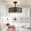 windphoto 20" Caged Farmhouse Victorian Ceiling Fan with Light, Black | Downrod, Bladeless Enclosed Fandelier, 6 Speed, Quiet Powerful DC, Rustic,Vintage, Rustic, Small, Bedroom, Kitchen