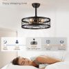 71QFoey7gnL._AC_SL1500_.jpg windphoto 20 inch Fandelier Caged Ceiling Fan with Light and Remote, Black | 6 Speed Adjustable,Timing, Quiet & Powerful DC, Small, Farmhouse, Industrial, Enclosed, Bladeless, Bedroom, Kitchen, Downrod