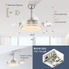 windphoto 42 Inch Retractable Ceiling Fans with Lights and Remote, Fandelier Ceiling Fans with LED Lighting, 3000K-6000K Adjustable,and DC Motor,Chandelier Ceiling Fans with Lights for Bedroom