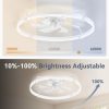 windphoto 30" Ceiling Fans with Lights and Remote, Low Profile Led Fan Light | Flush Mount, Stepless Dimmable Fandelier, 6 Speeds, 3 CCT, Quiet Reversible DC Motor, 2H Timer, Bedroom, Living Room, White