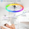 windphoto 20" Ceiling Fans with Lights and Remote for Bedroom, Grey | RGB Low Profile Fan Light, 3000K-6000K Stepless Dimmable, 6 Speed, Reversible DC Motor, APP & Remote Control, Low Noice