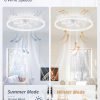 windphoto 30" Ceiling Fans with Lights and Remote, Low Profile Led Fan Light | Flush Mount, Stepless Dimmable Fandelier, 6 Speeds, 3 CCT, Quiet Reversible DC Motor, 2H Timer, Bedroom, Living Room, White