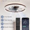 windphoto 20" Modern Ceiling Fans with Lights and Remote, Dimmable Low Profile Ceiling Fan, Flush Mount Ceiling Fan, Stepless Color Temperature Change and 6 Speeds - Brown | Fandelier, Dimmable Low Profile, Flush Mount, Stepless Color Temperature Change, 6 Speeds, Bedroom, Living Room, Kitchen