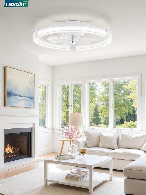 71RfjNgcb4L._AC_SL1500_.jpg Ceiling Fans with Lights 23 Inch Low Profile Fandelier with Remote White | 6 Speeds, Reversible, Dimmable Flush Mount Fan Light, Modern Ceiling Fan with Lights for Bedroom Bladeless