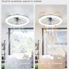 windphoto 20" Ceiling Fans with Lights and Remote for Bedroom, Grey | RGB Low Profile Fan Light, 3000K-6000K Stepless Dimmable, 6 Speed, Reversible DC Motor, APP & Remote Control, Low Noice