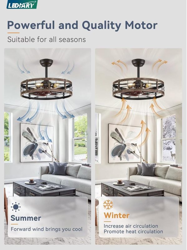 71Rm0dBKonL._AC_SL1500_.jpg windphoto 22 inch Caged Fandelier Ceiling Fan Light with Remote, Black Gold | 6 Speed Adjustable,Timing, Quiet & Powerful DC, Large, Farmhouse, Industrial, Enclosed, Bladeless, Bedroom, Kitchen, Downrod
