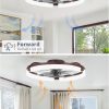 windphoto 20" Ceiling Fans with Lights, Low Profile Fandelier for Bedroom | Flush Mount Fan Light, Stepless Dimmable, App/Remote Control, 3 CCT Led, 6 Speeds, Quiet Reversible DC Motor, Brown