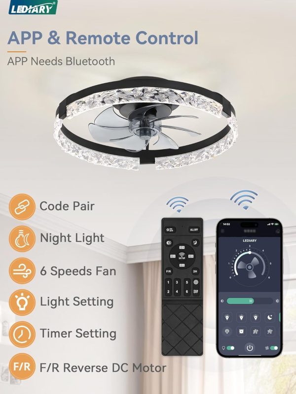 71S4EZwvXeL._AC_SL1500_.jpg windphoto 20 Inch Low Profile Ceiling Fans with Lights and Remote, Fandelier Ceiling Fan Flush Mount, 3000K-6000K Dimmable LED Fan Light, Black Modern Ceiling Fans with Lights for Bedroom | Flush Mount, Fandelier, 3000K-6000K, Dimmable LED, for Bedroom