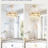 windphoto 42 Inch Retractable Ceiling Fan with Lights, Modern Gold Fandelier | 6 Speeds, 3000K-6000K Adjustable, DC Motor, Chandelier Ceiling Fans with Lights and Remote for Bedroom Living Room