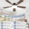 52 Inch Ceiling Fan with Lights and Remote, 30W 12" LED Panel Flush Mount Ceiling Fan, 6-Speed Quiet DC Motor Modern Low Profile Ceiling Fan with Reversible Blades for Bedroom, Living Room, Patio