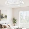 windphoto 24" Low Profile Ceiling Fans with Lights, APP & Remote, White | Flush Mount, Fandelier, 3000K-6000K, Dimmable LED, for Bedroom