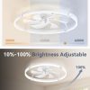 windphoto 26" Ceiling Fans with Lights and Remote, Low Profile Led Fan Light | Flush Mount, Stepless Dimmable Fandelier, 6 Speeds, 3 CCT, Quiet Reversible DC Motor, 2H Timer, Bedroom, Living Room, White