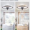 windphoto Ceiling Fan with Light 20" Low Profile Fandelier with Remote Brown | 6 Speeds, Reversible, Dimmable Flush Mount Fan Light, Modern Ceiling Fan with Lights for Bedroom Bladeless