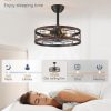 71T4IraLtxL._AC_SL1500_.jpg windphoto 20 inch Fandelier Caged Ceiling Fan with Light and Remote, Walnut | 6 Speed Adjustable,Timing, Quiet & Powerful DC, Small, Farmhouse, Industrial, Enclosed, Bladeless, Bedroom, Kitchen, Downrod