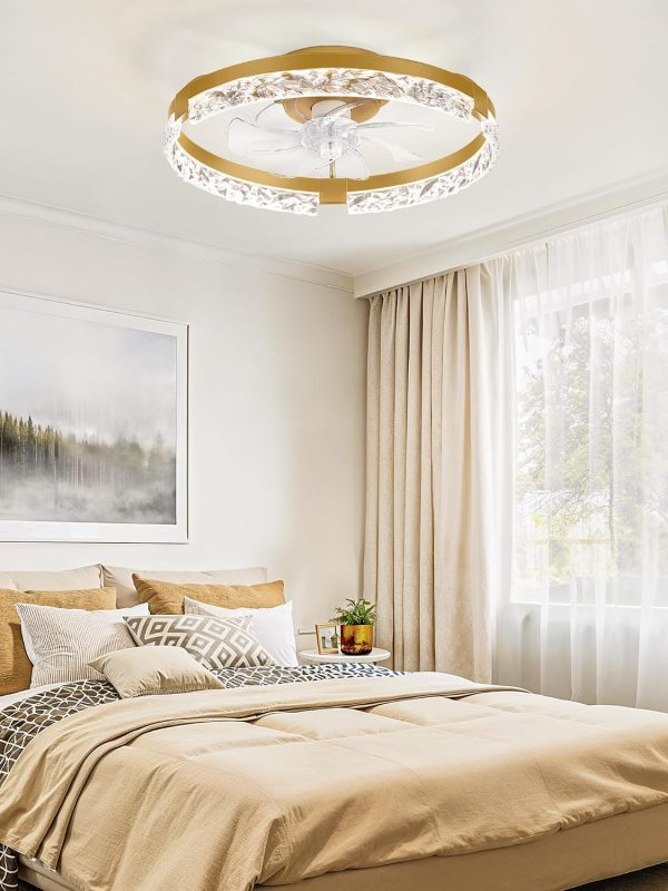 71U6J4Sz6RL._AC_SL1500_.jpg windphoto 20 Inch Low Profile Ceiling Fans with Lights and Remote, Fandelier Ceiling Fan Flush Mount, 3000K-6000K Dimmable LED Fan Light, Gold Modern Ceiling Fans with Lights for Bedroom | Flush Mount, Fandelier, 3000K-6000K, Dimmable LED, for Bedroom