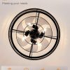 windphoto 22 inch Caged Fandelier Ceiling Fan Light with Remote, Brown | 6 Speed Adjustable,Timing, Quiet & Powerful DC, Large, Farmhouse, Industrial, Enclosed, Bladeless, Bedroom, Kitchen, Downrod