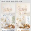 windphoto 20" Caged Ceiling Fan with Light and Remote, Small Fandalier, White | Flush Mount Low Profile, APP Control, Bladeless Industrial Enclosed, Quiet & Powerful for Bedroom, Kitchen, Dining Room