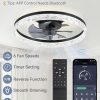 71ULO7VhiL._AC_SL1500_.jpg windphoto 20" Modern Ceiling Fans with Lights and Remote, Black Fandelier | Dimmable Low Profile, Flush Mount Ceiling Fan, Stepless Color Temperature Change, 6 Speeds, Bedroom, Living Room, Kitchen