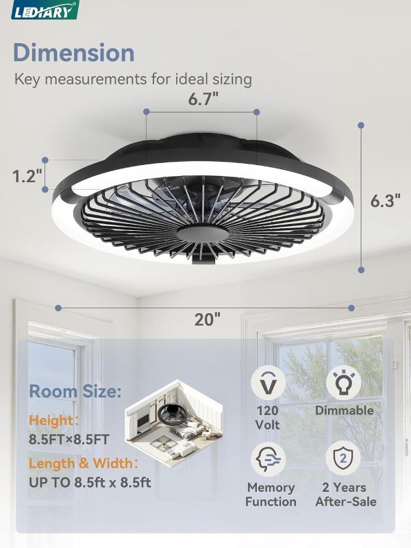 71UeuyHSgyL._AC_SL1500_.jpg windphoto 20" Low Profile Bladeless Ceiling Fan with RGB, Remote&APP, White | Flush Mount, 6 Speed Adjustable, 3000-6000K Dimmable LED, Modern Enclosed Fandelier with Timming, Bedroom, Kids Room