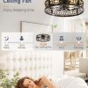 71UvsGfq8DL._AC_SL1500_.jpg windphoto 23 Inch Caged Flush Mount Ceiling Fans with Lights, Black | Low Profile, Farmhouse, Bladeless Enclosed Fandelier, Small, 6 Speed, Quiet Reversible DC, Bedroom, Kitchen, Living Room,