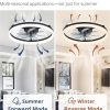 windphoto 20" Low Profile Ceiling Fans with Lights, APP & Remote, Black | Flush Mount, Dimmable LED, Quiet DC Motor, Reversible, 6 Speeds, Fandelier, for Bedroom