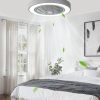 windphoto 22in Bladeless Enclosed LED Ceiling Fan Light with Remote, Grey | Flush Mount, Modern, 6 Speed Adjustable, 3000-6000K Dimmable, 3000LM, Indoor Bedroom Living Room, Remote/APP Control