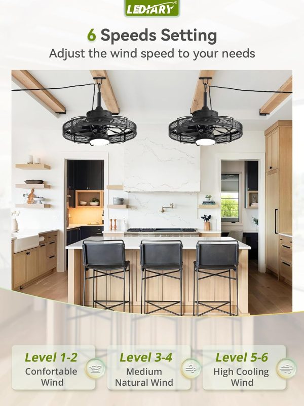 windphoto 20" Black IP65 Waterproof Outdoor Ceiling Fan with Light for Patios | APP&Remote Control,6-Speeds,3CCT Dimmable,Reverse DC Motor, Suitable for 10' x 12' Area,for Gazebo,Porch