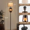 71V2zflgkML._AC_SL1500_.jpg windphoto LED Flashing Flame Night Lantern Floor Lamp Decor | Farmhouse Standing with Beige Linen Drum Lampshade Rustic for Living Room, Bedroom Home