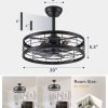 71VCBbFeHsL._AC_SL1500_.jpg windphoto 20 inch Fandelier Caged Ceiling Fan with Light and Remote, Black | 6 Speed Adjustable,Timing, Quiet & Powerful DC, Small, Farmhouse, Industrial, Enclosed, Bladeless, Bedroom, Kitchen, Downrod