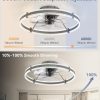 windphoto 24'' Modern Low Profile Ceiling Fans with Lights and Remote, Gray | 3000-6000K Dimmable LED, 6 Wind Speeds, Quiet Reversible DC Motor, Small Flush Mount Fandelier for Bedroom, Living Room