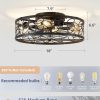 71VN1GSx27L._AC_SL1500_.jpg windphoto Caged Ceiling Fan with Light, Flush Mount Fandalier with Remote | Low Profile, Farmhouse Small, Bladeless Industrial, Quiet DC Motor, App Control for Bedroom, Kitchen, Dining Room, Walnut