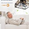 windphoto Caged Low Profile Square Ceiling Fans with Lights and Remote | 6 Speed and Reversible, Small Farmhouse Rustic Bladeless Ceiling Fan Flush Mount for Bedroom, Kitchen, Dining Room