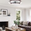 windphoto 24" Ceiling Fans with Lights, Low Profile Fandelier for Bedroom | Flush Mount Fan Light, Stepless Dimmable, App/Remote Control, 3 CCT Led, 6 Speeds, Quiet Reversible DC Motor, Brown