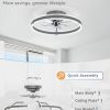 windphoto Ceiling Fans with Lights and Remote, 20'' Low Profile Ceiling Fan with Light, 3000-6000K Dimmable Fandelier Ceiling Fans, Modern Flush Mount Fan Light for Bedroom with 6 Wind Speeds-Sandy Gray | 3000-6000K Dimmable LED, 6 Wind Speeds, Quiet Reversible DC Motor, Small Flush Mount Fandelier for Bedroom, Living Room