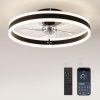 71VrA836FUL._AC_SL1500_.jpg windphoto 19.7'' Modern Low Profile Ceiling Fans with Lights and Remote,Black | 3000-6000K Dimmable LED, 6 Wind Speeds, Quiet Reversible DC Motor, Small Flush Mount Fandelier for Bedroom, Living Room