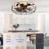 71W3bHjbuwL._AC_SL1500_.jpg windphoto 23" Caged Farmhouse Ceiling Fans with Lights and Remote/App, Black | Flush Mount Bladeless Low Profile, Fandalier Large Rustic, Industrial Enclosed, Quiet & Powerful for Bedroom, Kitchen, Indoor