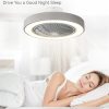 windphoto 22in Bladeless Enclosed LED Ceiling Fan Light with Remote, Grey | Flush Mount, Modern, 6 Speed Adjustable, 3000-6000K Dimmable, 3000LM, Indoor Bedroom Living Room, Remote/APP Control